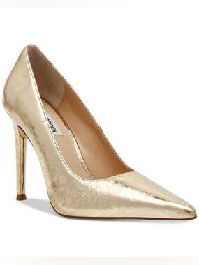 Steve Madden Reya Gold Metallic Leather Pointed Toe Pumps 7M  $129